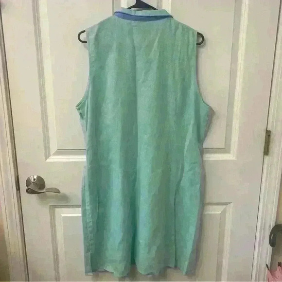 Sail To Sable Linen Tunic Dress Classic in Aqua size XL - Picture 8 of 11